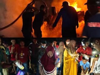 Kebakaran Di Pasar Asinua Konawe, 15 Lapak Hangus Dilalap Api. Polisi Selidiki Penyebab Kebakaran