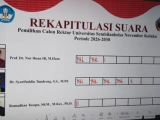 22 Suara Antar Dr. Syarifuddin Tundreng Jadi Rektor Universitas Sembilanbelas November Kolaka Terpilih Periode 2026 - 2030